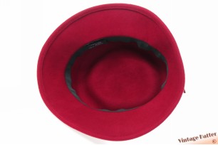 Ladies hat dark red felt with felt cords 57,5
