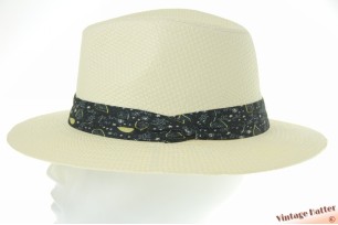 Zomer gleufhoed ivoorwit gecoat papier met zwarte motiefband 58-59 [nieuw]