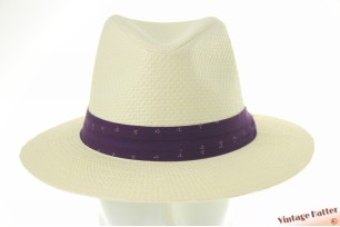Zomer gleufhoed ivoorwit gecoat papier met paarse band 60-61 (XL) [nieuw]