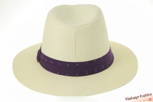 Zomer gleufhoed ivoorwit gecoat papier met paarse band 60-61 (XL) [nieuw]