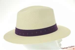 Zomer gleufhoed ivoorwit gecoat papier met paarse band 60-61 (XL) [nieuw]