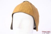 Aviator cap caramel beige yellow leather 54-56 (XS/S)