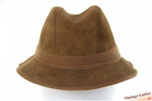 © VintageHatter.com | L-1011-56-2 Trilby vissershoed Polo lichtbruin leer 56,5 Trilby vissershoed Polo lichtbruin leer 56,5