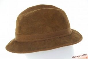 © VintageHatter.com | L-1011-56-2 Trilby vissershoed Polo lichtbruin leer 56,5 Trilby vissershoed Polo lichtbruin leer 56,5