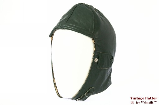 Aviator cap dark green leather 54-56 (S/M)