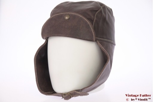 Aviator cap brown leather 58