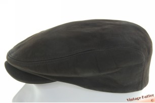 Platte pet Westbury grijzig bruin leer met drukknoop 57