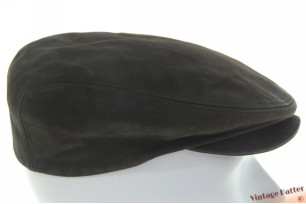 Platte pet Westbury grijzig bruin leer met drukknoop 57