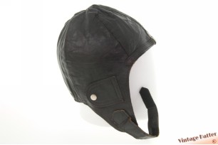 © VintageHatter.com | L-8019-58-2 Vliegeniersmuts donker roodbruin leer 58-59 Vliegeniersmuts donker roodbruin leer 58-59