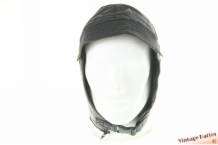 © VintageHatter.com | L-8022-63-1 Aviator cap dark brown leather with zipper 63 (XXXL) Aviator cap dark brown leather with zipper 63 (XXXL)