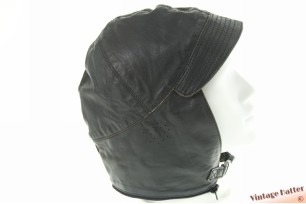 © VintageHatter.com | L-8022-63-1 Aviator cap dark brown leather with zipper 63 (XXXL) Aviator cap dark brown leather with zipper 63 (XXXL)