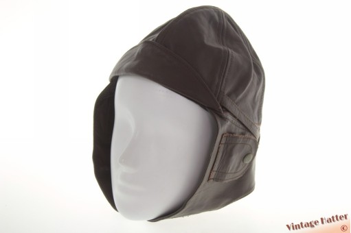 Aviator cap Mil-Tec redish brown leather 54 (XS) [as new]