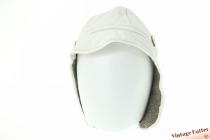 © VintageHatter.com | L-9016-57-1 Aviator cap white leather and soft grey lining +/- 57 Aviator cap white leather and soft grey lining +/- 57