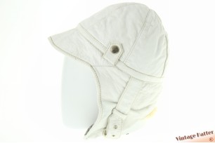 © VintageHatter.com | L-9016-57-1 Aviator cap white leather and soft grey lining +/- 57 Aviator cap white leather and soft grey lining +/- 57
