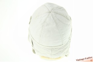 © VintageHatter.com | L-9016-57-1 Aviator cap white leather and soft grey lining +/- 57 Aviator cap white leather and soft grey lining +/- 57