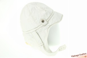 © VintageHatter.com | L-9016-57-1 Aviator cap white leather and soft grey lining +/- 57 Aviator cap white leather and soft grey lining +/- 57