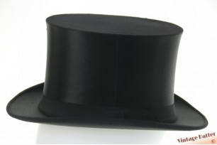 © VintageHatter.com | tc-9017-56-1 Vouwbare hoge opera klakhoed Albert Eckenbrecker and Co. zwart zijde 56,5 Vouwbare hoge opera klakhoed Albert Eckenbrecker and Co. zwart zijde 56,5