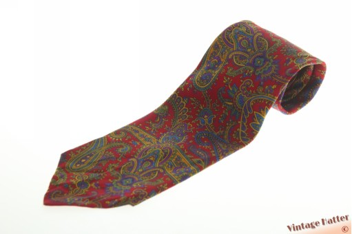Silk tie Gianni Versace red with yellow and blue pattern