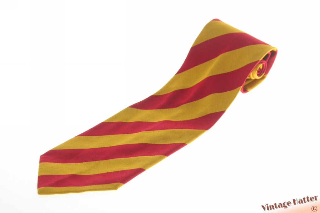 Zijden stropdas Renato Balestra oker goud en bordeaux gestreept