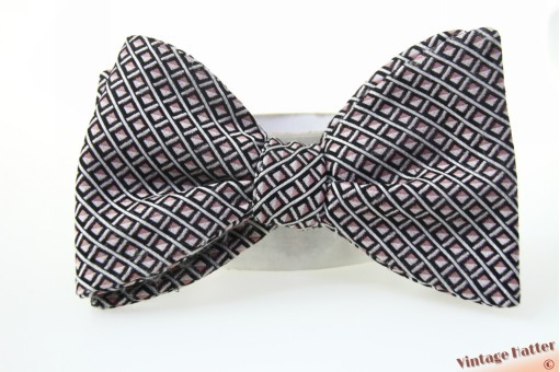 Vintage vlinderdas strikje oudroze en zwart patroon