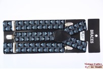Elastic suspenders adjustable black-blue with metal clips [new]