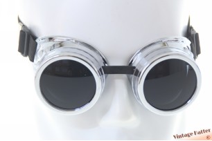 Steampunk lasbril goggle remake chroom [nieuw]