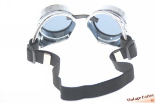 Steampunk lasbril goggle remake chroom [nieuw]