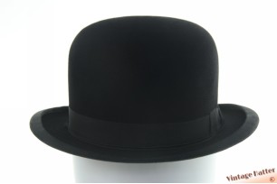 © VintageHatter.com | b-9017-56-9 Vintage bolhoed bowler Silesca zwart vilt 56 Vintage bolhoed bowler Silesca zwart vilt 56