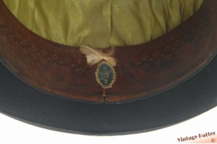 © VintageHatter.com | b-9017-57-16 Antique bowler hat Compagnie Anlaise Aeroleger black felt 57 Antique bowler hat Compagnie Anlaise Aeroleger black felt 57