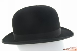 © VintageHatter.com | b-9017-57-16 Antique bowler hat Compagnie Anlaise Aeroleger black felt 57 Antique bowler hat Compagnie Anlaise Aeroleger black felt 57