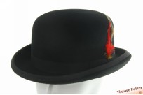 Hardtop Bowler hat black felt with red feathers 60-61 (XL) [new]