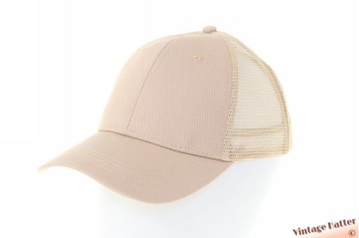 Trucker baseball pet beige katoen en mesh gaas 54-59 [nieuw]