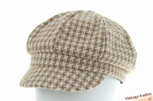 Balloon-type cap beige white swirl-like dogtooth 57 [new]