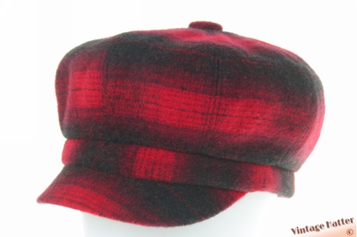 Ballonpet NN-Fashion bordeaux rood en zwart geruit 57-58