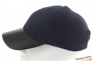 Baseball pet Hawkins blauw met leer-look klep 54-60 [nieuw]