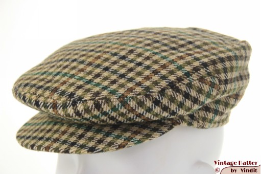 Flatcap Townend London green brown beige plaid tweed 53-54 (XS)