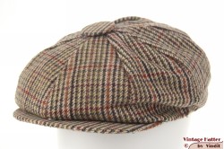 Paperboy or balloon-type cap Countryside Classics green/brown tweed with snap button 60 (XL)