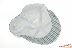 Preshaped checkered cap white blue green cotton 57 [new]