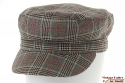 Cotton cap grey with blue and red plaid 56,5