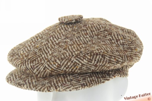 Cap with snapbutton Tonak brown white wool 56