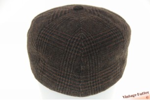 Open paperboy cap brown black plaid 56-57