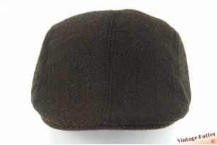 © VintageHatter.com | c-8028-58-1 Voorgevormde pet recent model bruine visgraat 57-60 Voorgevormde pet recent model bruine visgraat 57-60
