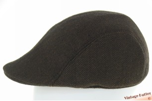 © VintageHatter.com | c-8028-58-1 Voorgevormde pet recent model bruine visgraat 57-60 Voorgevormde pet recent model bruine visgraat 57-60
