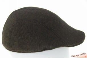 © VintageHatter.com | c-8028-58-1 Voorgevormde pet recent model bruine visgraat 57-60 Voorgevormde pet recent model bruine visgraat 57-60