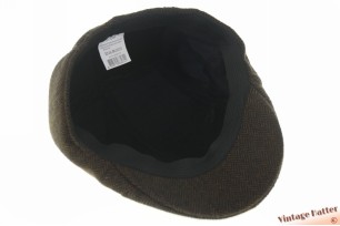 © VintageHatter.com | c-8028-58-1 Voorgevormde pet recent model bruine visgraat 57-60 Voorgevormde pet recent model bruine visgraat 57-60