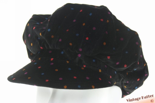 Ballonpet Balke zwart fluweel met kleurige stippen 53 (XXS)