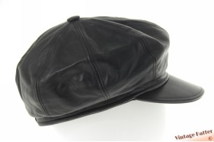 © VintageHatter.com | c-9005-60-1 Ballonpet Paperboy Gottmann zwart leer 60 (XL) Ballonpet Paperboy Gottmann zwart leer 60 (XL)