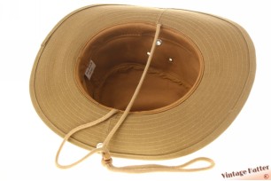 Thick cotton outback bush hat beige brown with snap buttons on side 59  [new]