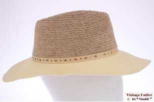 Ladies fedora Hawkins beige white coated paper 57 [new]