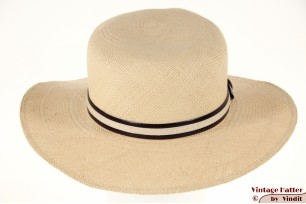 © VintageHatter.com | d-1015-56-15 Originele dames Panamahoed geelbeige stro 56,5 Originele dames Panamahoed geelbeige stro 56,5